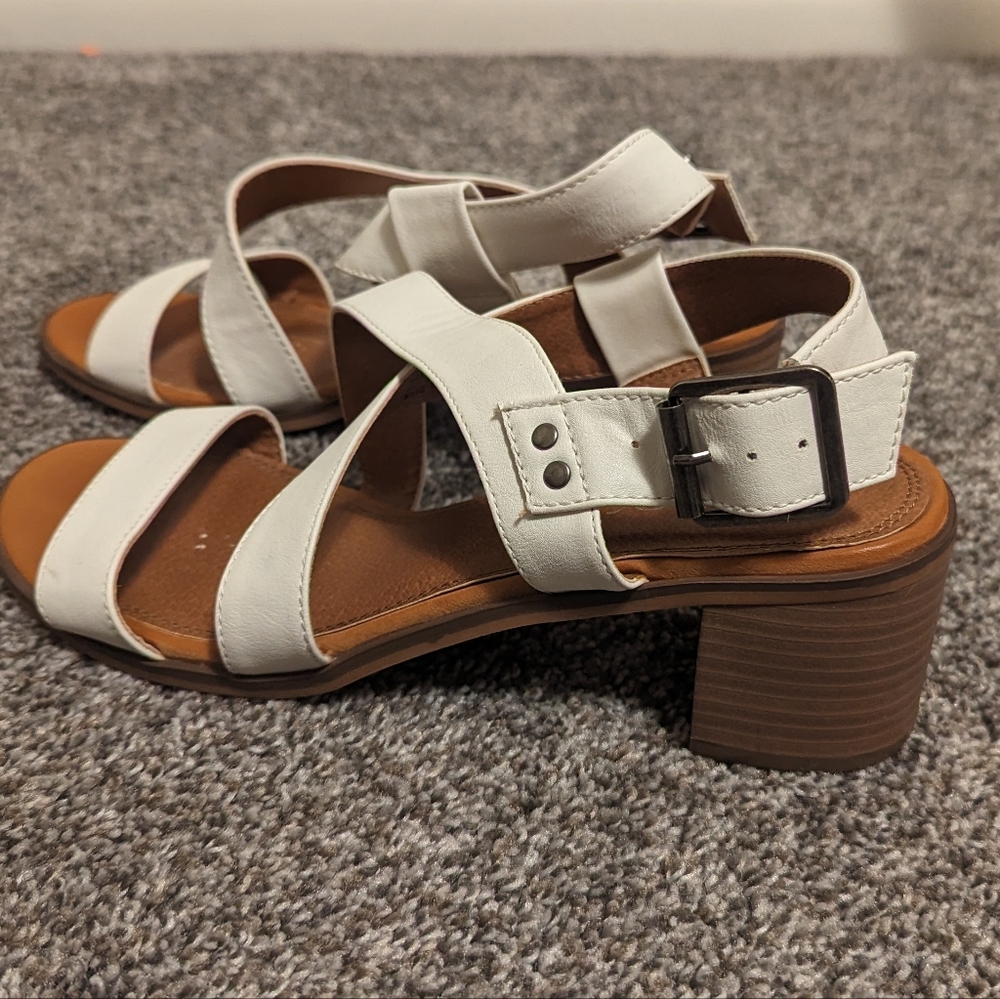 Sugar 8.5 Heeled Sandals with Adjustable White Straps